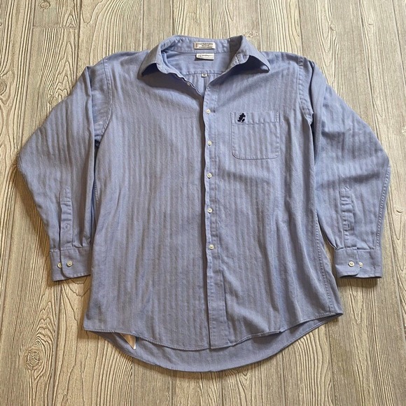 Disney World Single Stitch Tailoring LS Button Front Shirt Mens M Blue Mickey - Picture 1 of 11